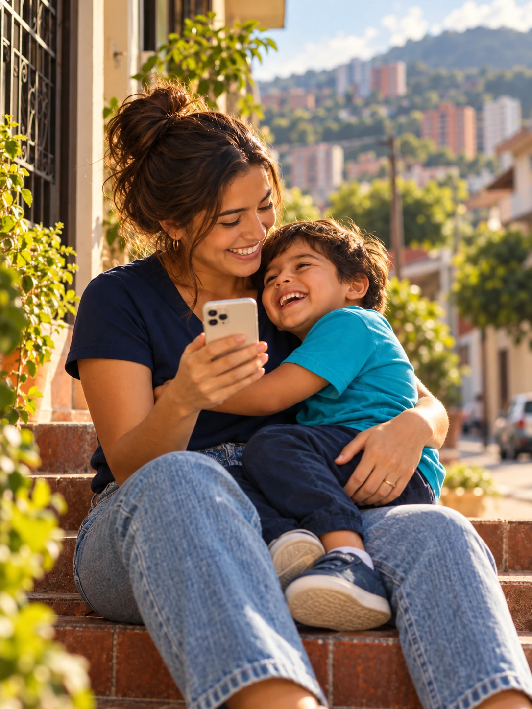 Madre e hijo protegidos con los seguros de Krece